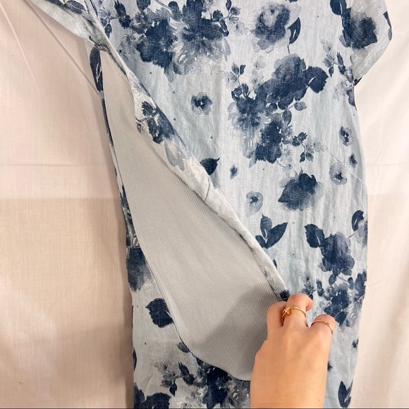 Lungo L'Arno Linen Dress w/ Ribbed Knit Side Panels XL Lagenlook Boho Coastal - Picture 3 of 12